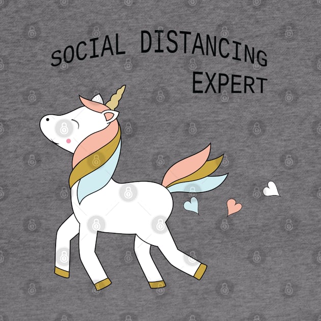 Unicorn - social distancing, black text by grafart